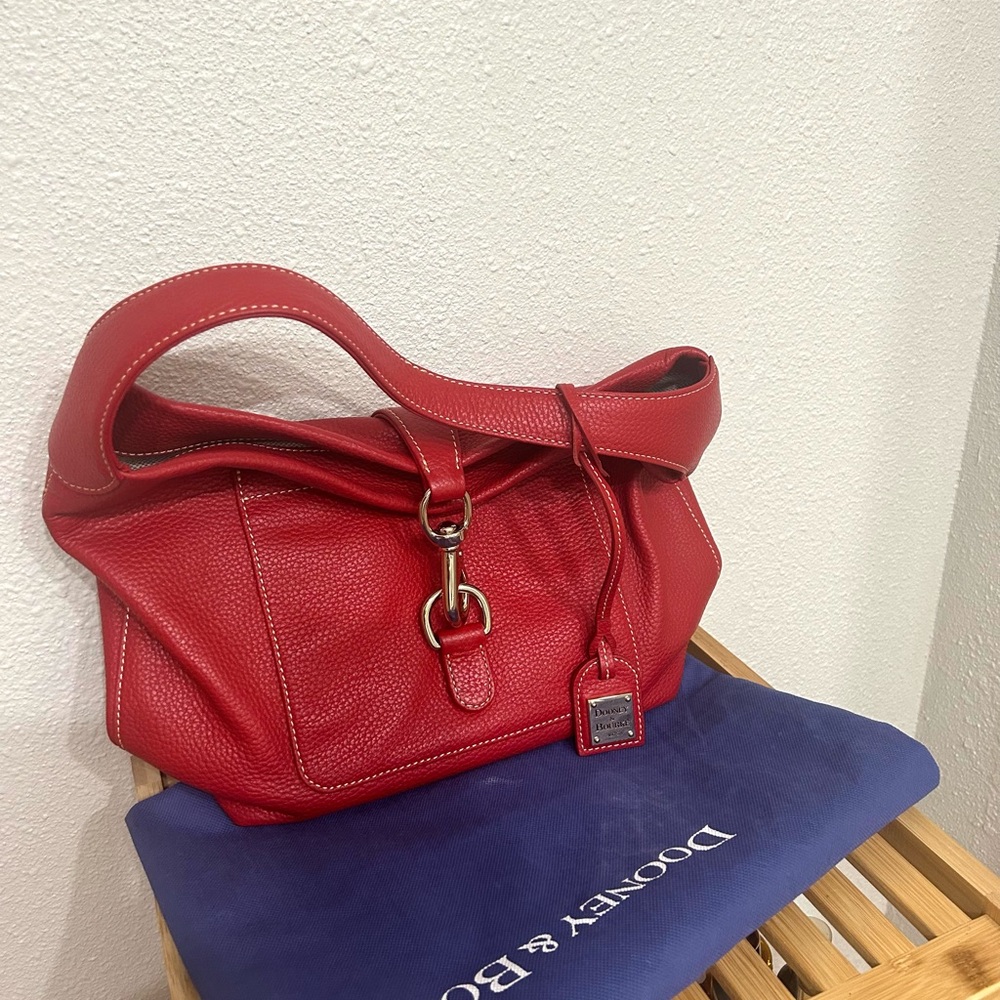 Dooney & Bourke Red Pebbled Leather Top-Handle Shoulder Bag